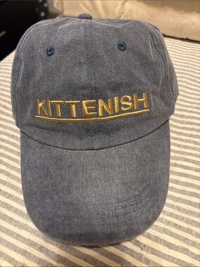 Kittenish Denim Cap with Gold Embroidered Logo
